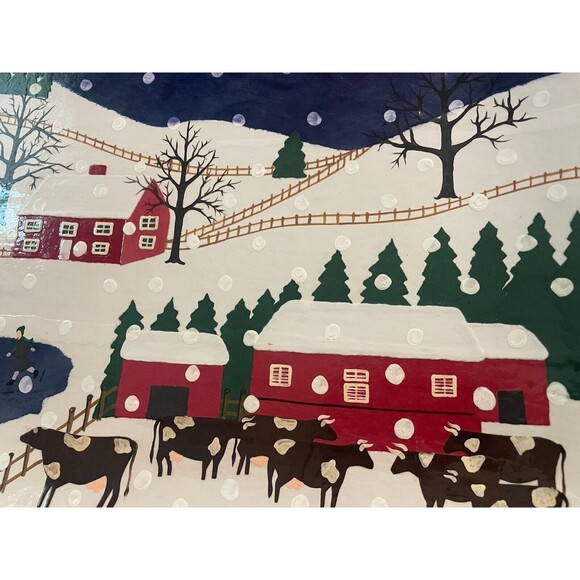 Bath & Body Works 1998 Grandma Beaty RARE Art Holiday Tray Paper Maiche 16x12 - Picture 4 of 6